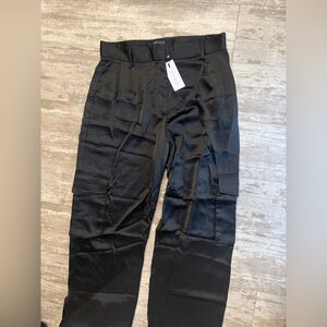 Dynamite Black Satin Cargo Pants